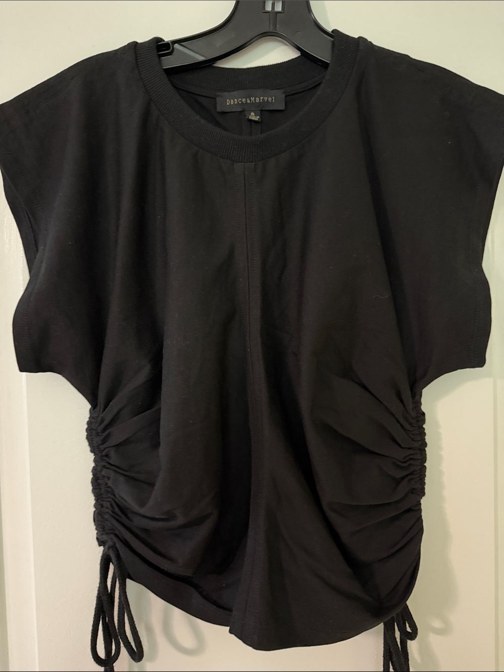 Dance & Marvel Black Ruched Drawstring Tank Top